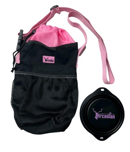 Dog walking shoulder - walking, bucket